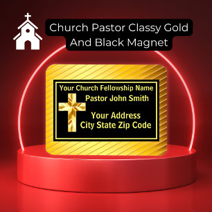 Magnet Flexible Church Pastor Classy Or Et Noir