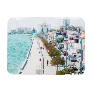 Magnet Flexible Chypre Watercolor Beach Vintage voyage