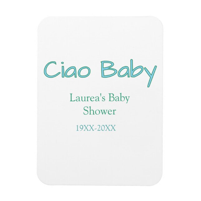 Magnet Flexible ciao bébé bleu vert pastel baby shower nom date  (Vertical)