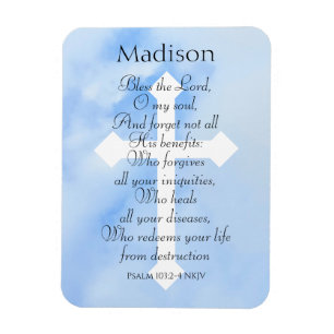 Magnet Flexible Ciel Bleu Chrétien guérison Bible Nom du couplet