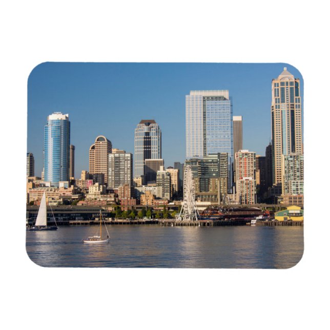 Magnet Flexible Ciel bleu sur le front de mer d'Elliott Bay (Horizontal)