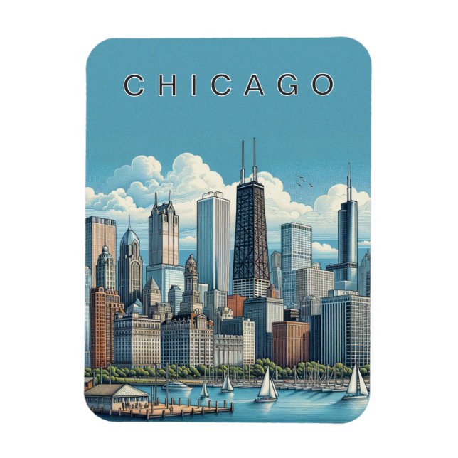 Magnet Flexible Ciel de Chicago Bleu (Vertical)