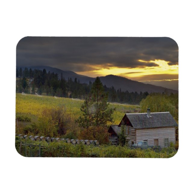 Magnet Flexible Ciel de coucher de soleil sur des vignobles et une (Horizontal)