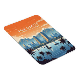 Magnet Flexible Ciel de San Diego vintage avec voiliers