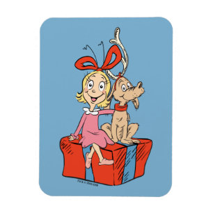 Magnet Flexible Cindy Lou Who et Max sur un cadeau