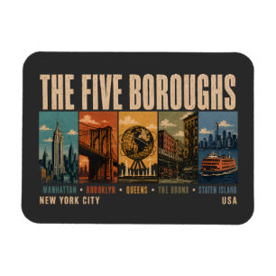 Magnet Flexible Cinq arrondissements New York City NYC Illustratio