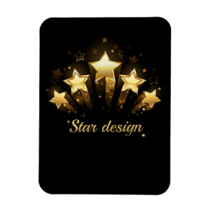 Magnet Flexible Cinq étoiles d'or en noir