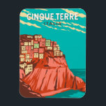Magnet Flexible Cinque Terre Italie Travel Art Vintage<br><div class="desc">Design d'art de voyage rétro des Cinque Terre. Les Cinque Terre est une succession de villages balnéaires centenaires situés sur la côte accidentée de la Riviera italienne.</div>