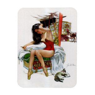 Magnet Flexible Cirque Beauté Art Vintage Noël Pin-up Girl