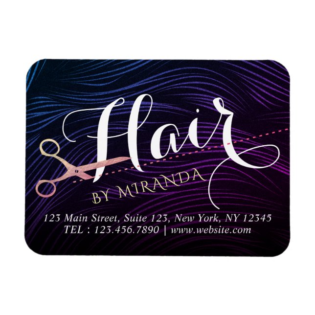 Magnet Flexible Ciseaux Rose Gold Coiffeur Coiffeuse Beauté (Horizontal)