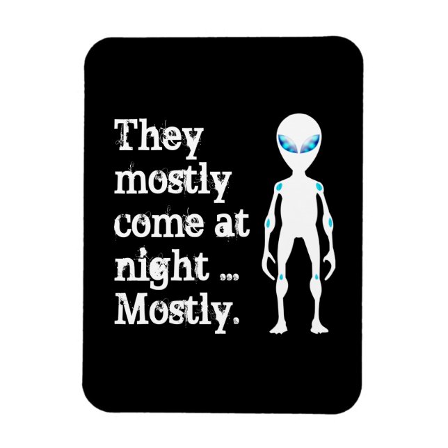 Magnet Flexible Citation d'alien noir blanc mignon (Vertical)