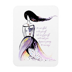 Magnet Flexible Citation de dame illustrée d'inspiration Self LOVE