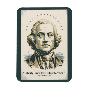 Magnet Flexible Citation de John Adams Deuxième Président Illustra