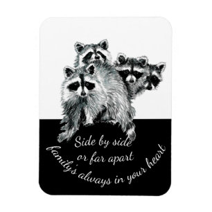 Magnet Flexible Citation Famille Inspiré Couleur Aquarelle Raccoon