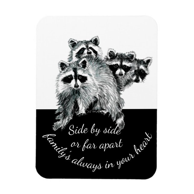 Magnet Flexible Citation Famille Inspiré Couleur Aquarelle Raccoon (Vertical)