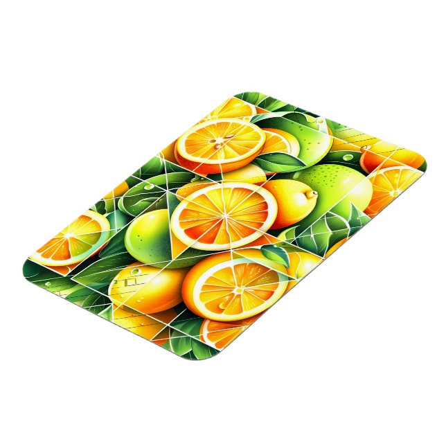 Magnet Flexible Citron orange botanique citrus géométrique (Côté Gauche)