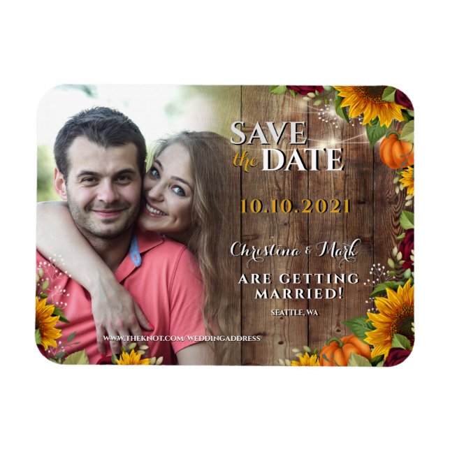 Magnet Flexible Citrouille d'automne Rose rustique Tournesol Magne (Horizontal)