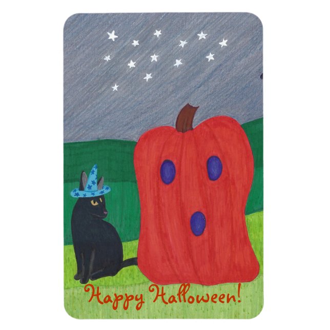 Magnet Flexible Citrouille Ghost et Assistant Chat Halloween Magne (Vertical)