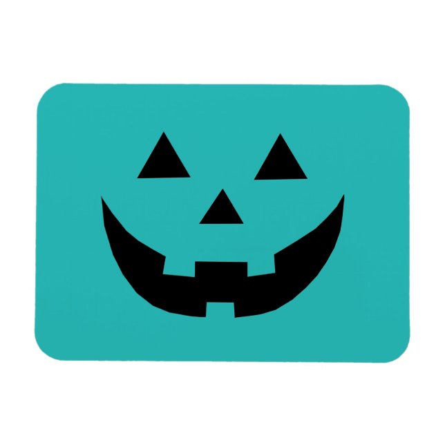 Magnet Flexible Citrouille jack o lantern sarcelle mignonne drôle  (Horizontal)