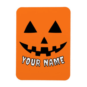 Magnet Flexible Citrouille orange personnalisé Halloween Votre Nom