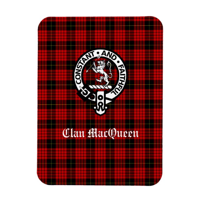 Magnet Flexible Clan MacQueen Crest Badge & Tartan (Vertical)