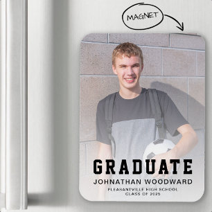 Magnet Flexible Classe de 2024 Photo Black Graduation Faire-part