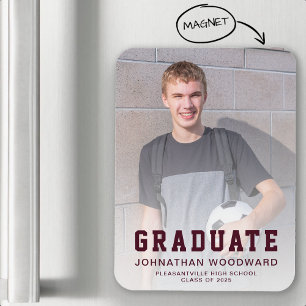 Magnet Flexible Classe de 2024 Photo Burgundy Grad Faire-part