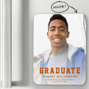 Magnet Flexible Classe de 2025 Photo Burnt Orange Graduation
