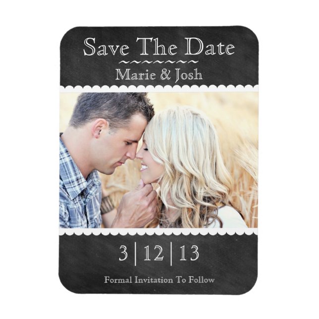 Magnet Flexible Classic Chalkboard Photo Enregistrer La Date (Vertical)