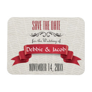 Magnet Flexible Classic Custom Enregistrer la date Bannière rouge