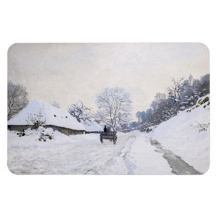 Magnet Flexible Claude Monet - Chariot sur la route enneigée à Hon