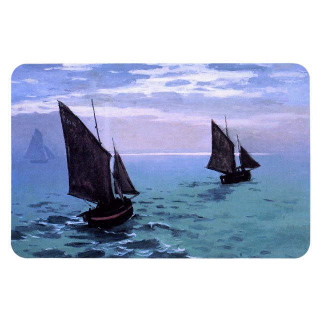 Magnet Flexible Claude Monet : Des bateaux de pêche sur leur chemi (Horizontal)