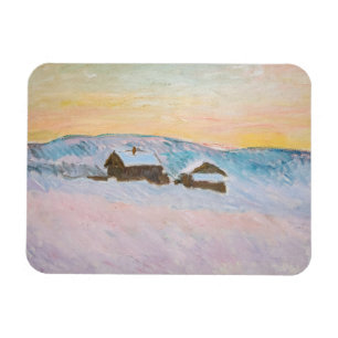 Magnet Flexible Claude Monet - Paysage norvégien, Maisons bleues