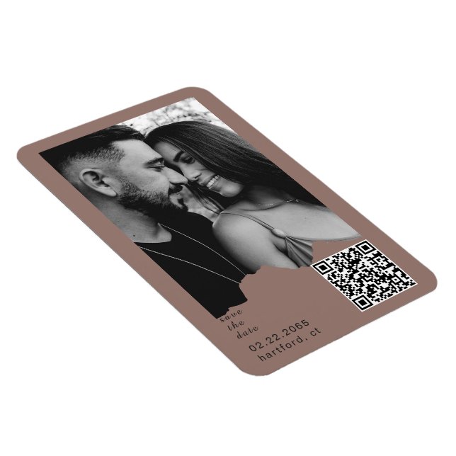 Magnet Flexible Clay Blush Couple Photo QR Code Wedding  (Côté Droit)
