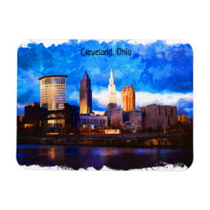 Magnet Flexible Cleveland Ohio USA Watercolor Vue panoramique