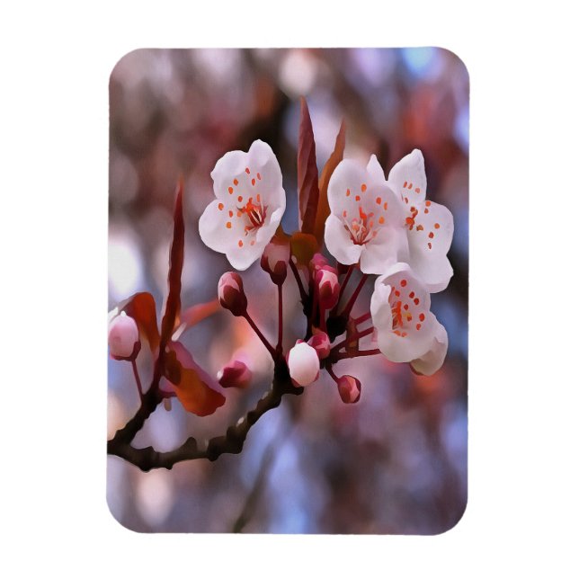 Magnet Flexible Cluster de fleurs de cerisier avec un rose et un b (Vertical)