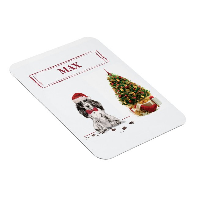 Magnet Flexible Cocker Spaniel Funny Christmas Dog with Tree (Côté Droit)
