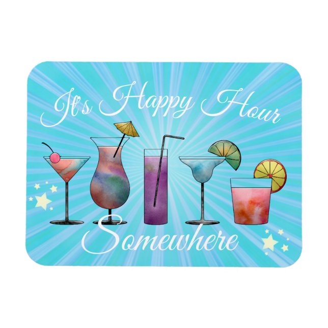 Magnet Flexible Cocktails D'Été Bonne Heure Quelque Part (Horizontal)