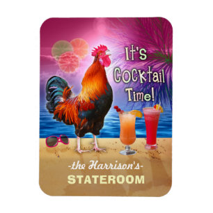 Magnet Flexible Cocktails Tropical Rooster Funny Cruise Stateroom