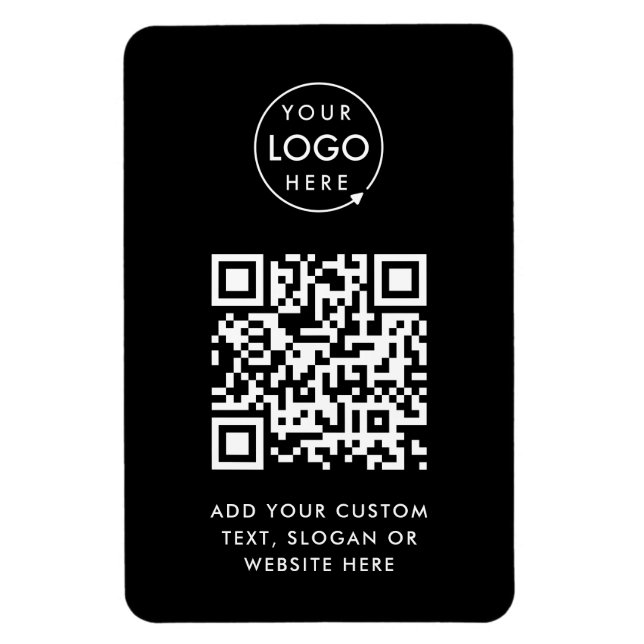 Magnet Flexible Code QR | Black Business Logo Professional Modern (Vertical)
