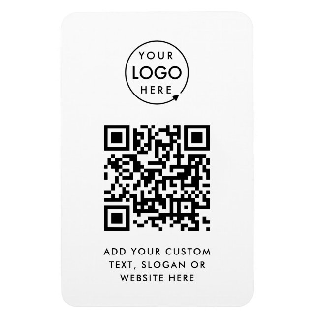 Magnet Flexible Code QR | Business Logo Professionnel Simple Blanc (Vertical)