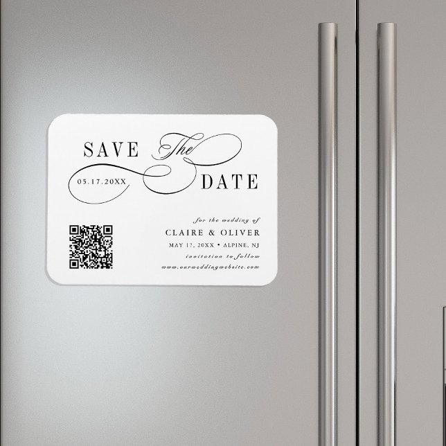 Magnet Flexible Code QR calligraphié romantique en volute Enregist (Créateur téléchargé)