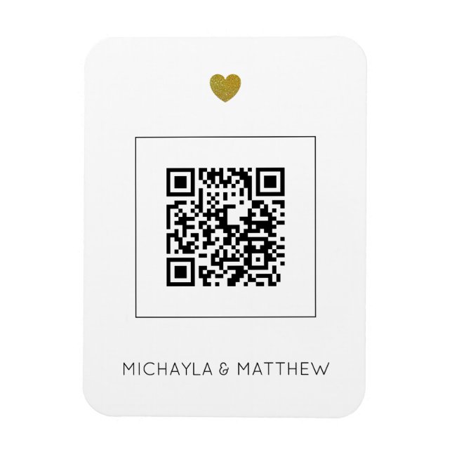 Magnet Flexible Code QR moderne sur la Faire-part de mariage blanc (Vertical)