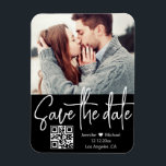 Magnet Flexible code qr noir blanc photo mariage enregistrer la da<br><div class="desc">qr code moderne écriture blanche noire arrière - plan photo mariage Enregistrer l'aimant Date,  personnalisé. vous pouvez changer la couleur et la police arrière - plan et le style.</div>