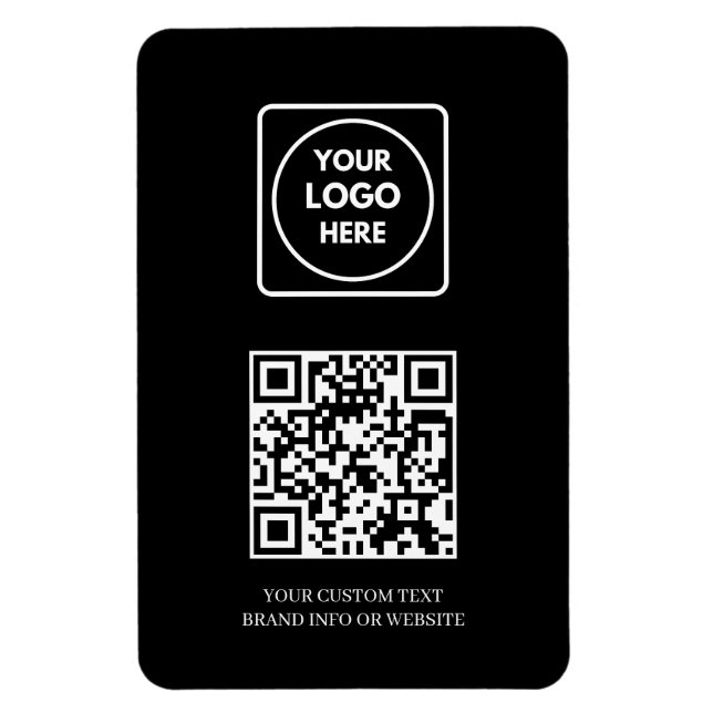 Magnet Flexible Code QR noir | Logo d'entreprise moderne professio (Vertical)
