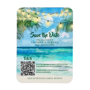 Magnet Flexible Code QR Plage Tropicale Enregistrer la Date de Des