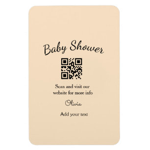 Magnet Flexible Code QR simple pour baby shower avec nom et texte