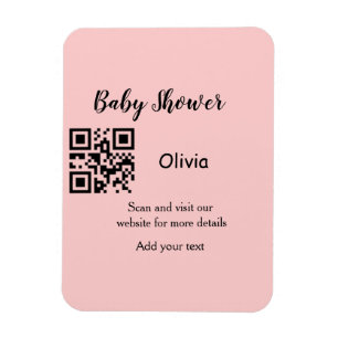 Magnet Flexible Code QR simple pour baby shower avec nom et texte