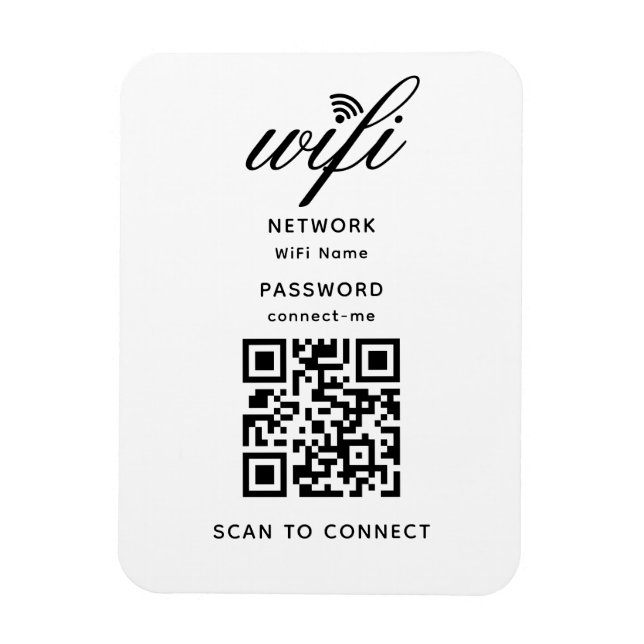 Magnet Flexible Code QR Wifi Mot de passe Internet Blanc Flexible (Vertical)