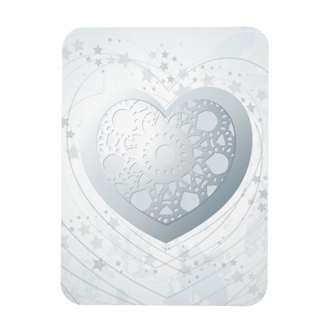 Magnet Flexible Coeur argenté, aimant Premium (Vertical)